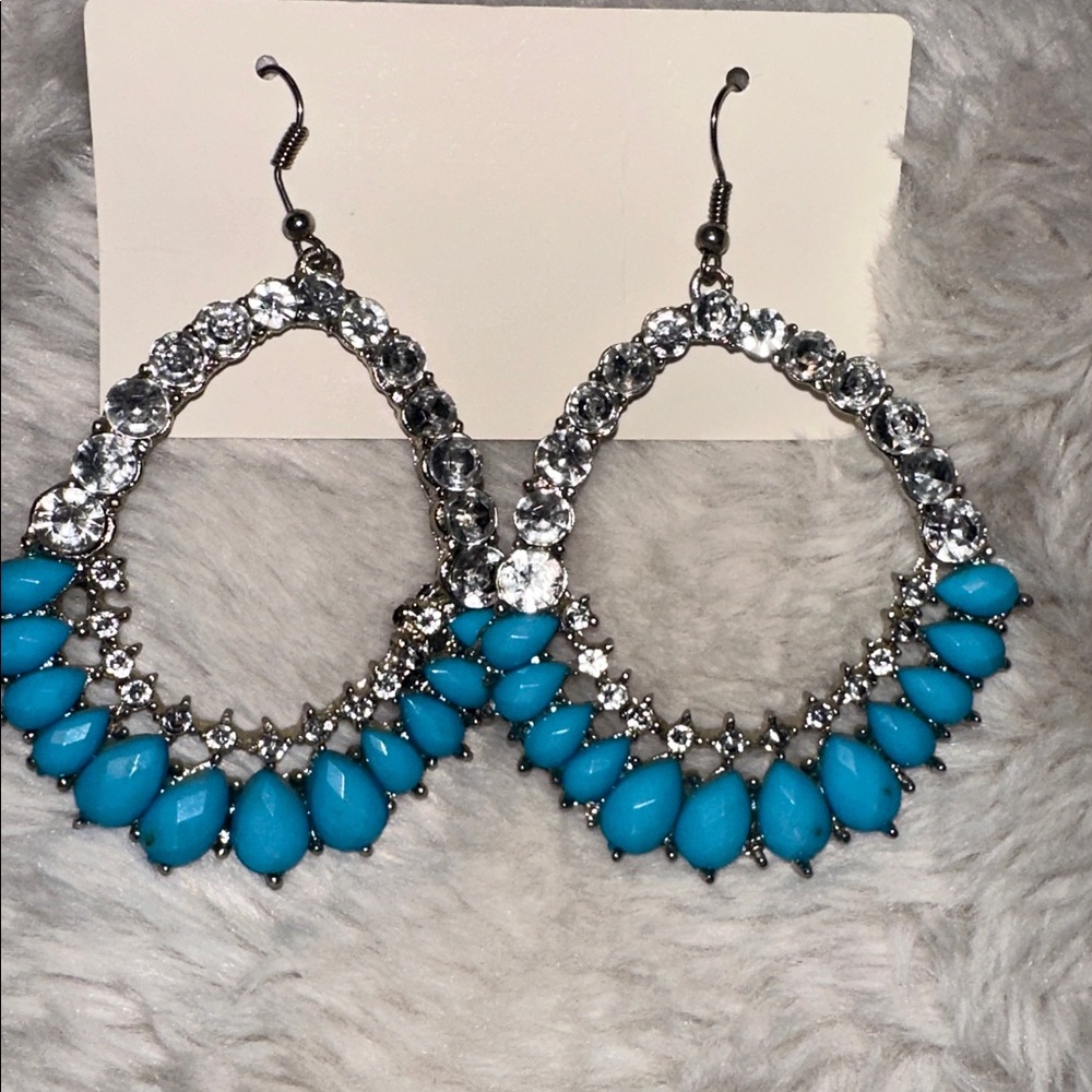 Elegant Silver and Blue Teardrop Earrings
